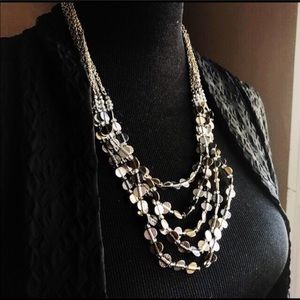 Multi Strand layered necklace tri tone